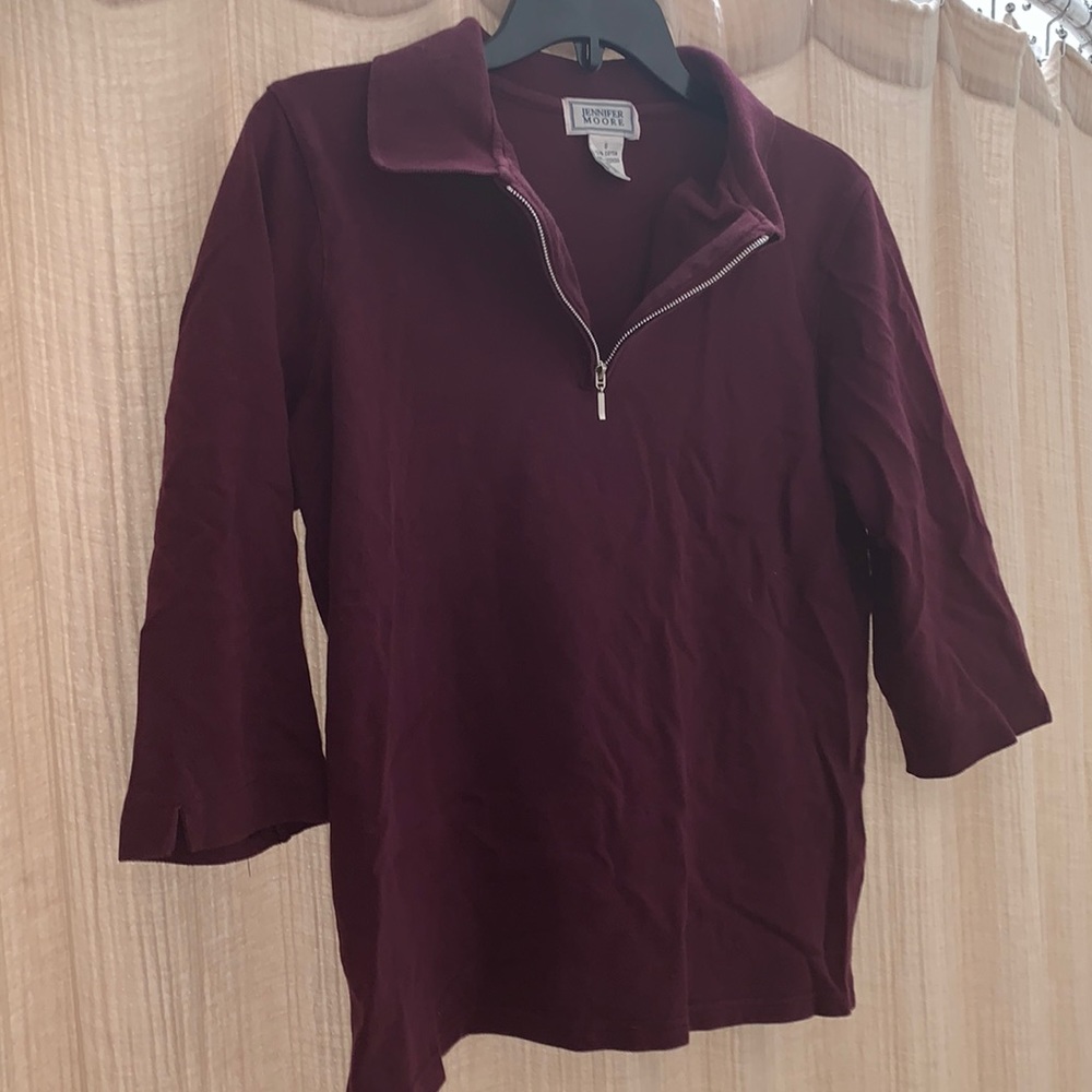 Burgundy Jennifer Moore 3/4 sleeve shirt